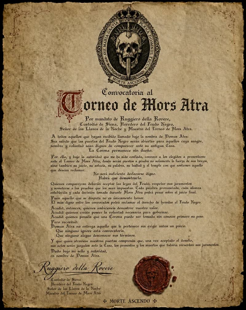 Invitación — La Corona Vacía, Siena 1289